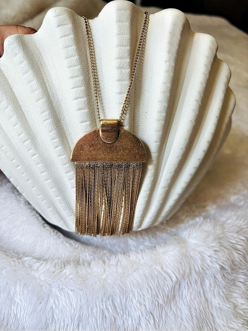 Gold-Tone Fringe Pendant Necklace